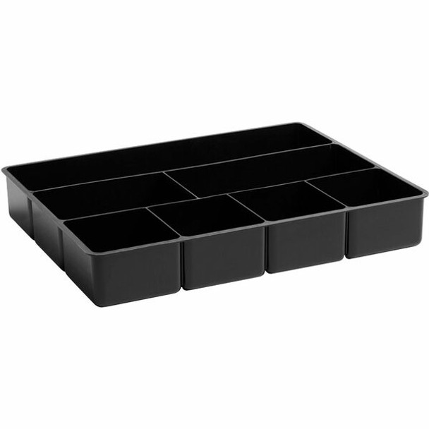 Rubbermaid Drawer Director Organizer Tray - 7 Compartment(s) - 12" Height x 15" Width x 2.4" Depth - Black - Plastic - 1 Each