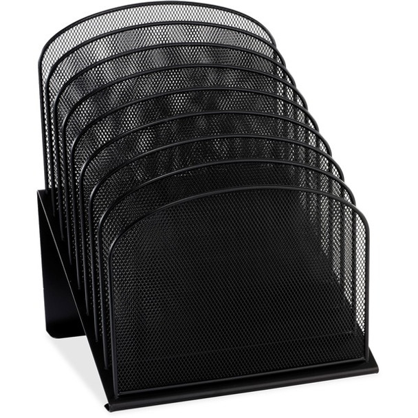 Safco Onyx Wire Mesh Desktop Organizer - 8 Compartment(s) - 1" - 14" Height x 11.8" Width x 10.8" DepthDesktop - Powder Coated - Black - Steel - 1 Each