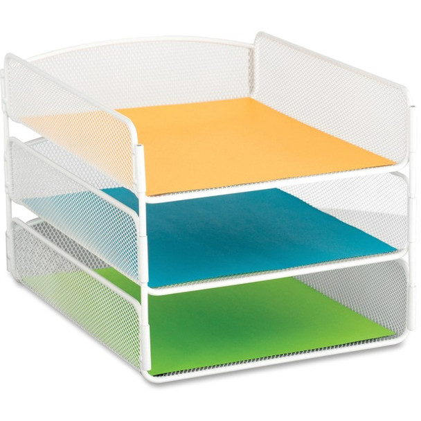 Safco Onyx Letter Tray - 3 Compartment(s) - 3 Tier(s) - 8" Height x 9.3" Width x 11.8" DepthDesktop - White - Steel - 1 Each