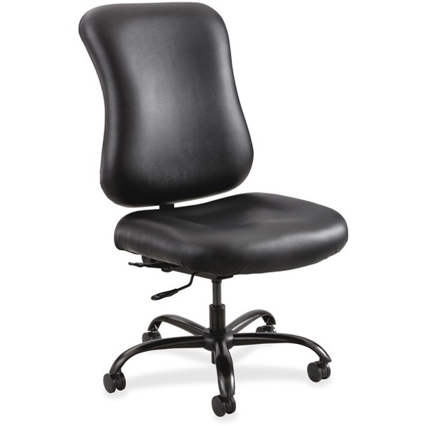 Safco Optimus Big & Tall Chair - Black Vinyl Seat - Black Vinyl Back - High Back - 5-star Base - 1 Each