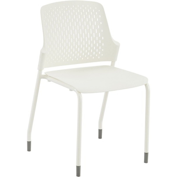 Safco Next Stack Chair - White Polypropylene Seat - White Polypropylene Back - Tubular Steel Frame - Four-legged Base - 4 / Carton