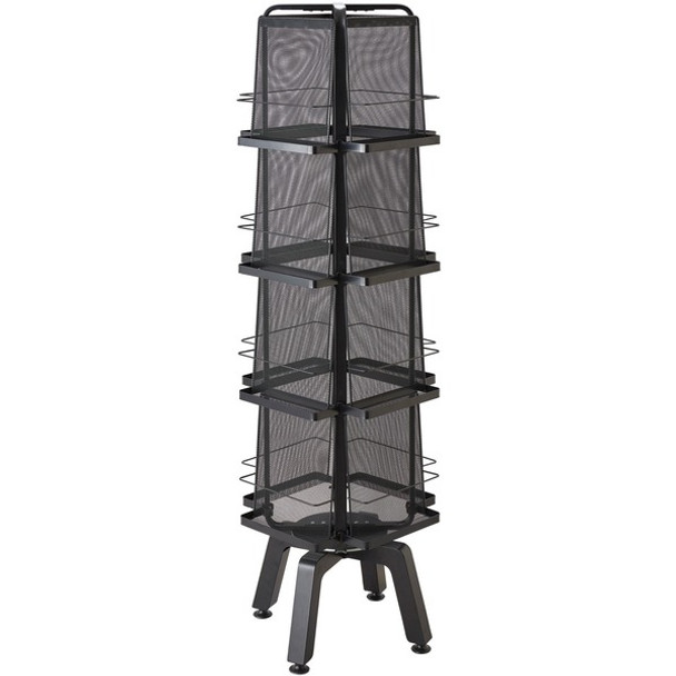 Safco Onyx Mesh Rotating Magazine Stand - 16 Pocket(s) - 58.6" Height x 18.3" Width x 18.3" DepthFloor - 28% Recycled - Black - Steel, Polyvinyl Chloride (PVC) - 1 Each