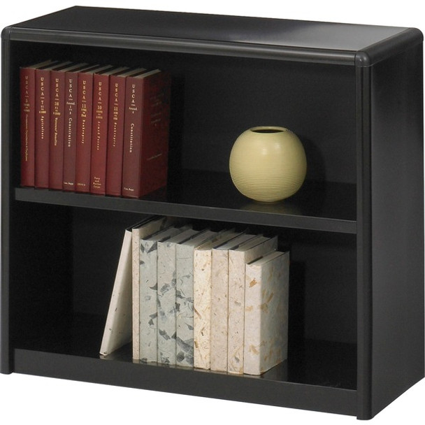 Safco ValueMate Bookcase - 31.8" x 13.5" x 28" - 2 x Shelf(ves) - Black - Steel, Fiberboard, Plastic - Assembly Required