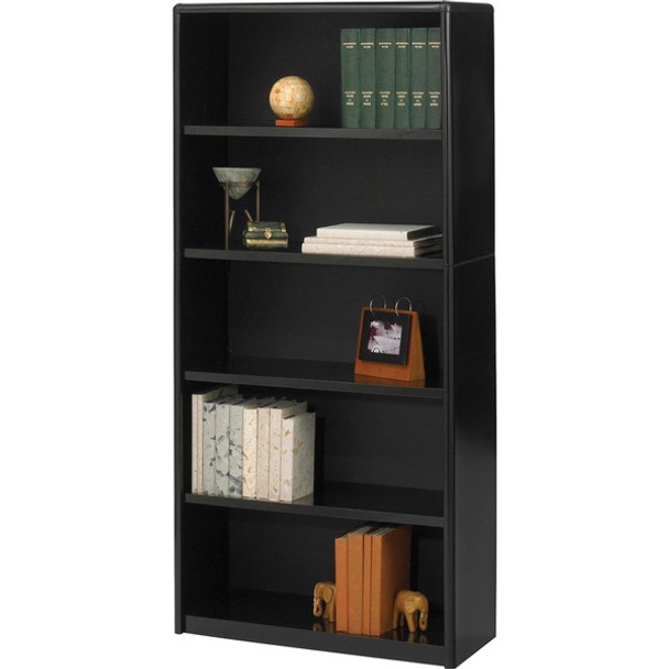 Safco ValueMate Bookcase - 31.8" x 13.5" x 67" - 5 x Shelf(ves) - Black - Steel, Fiberboard, Plastic - Assembly Required