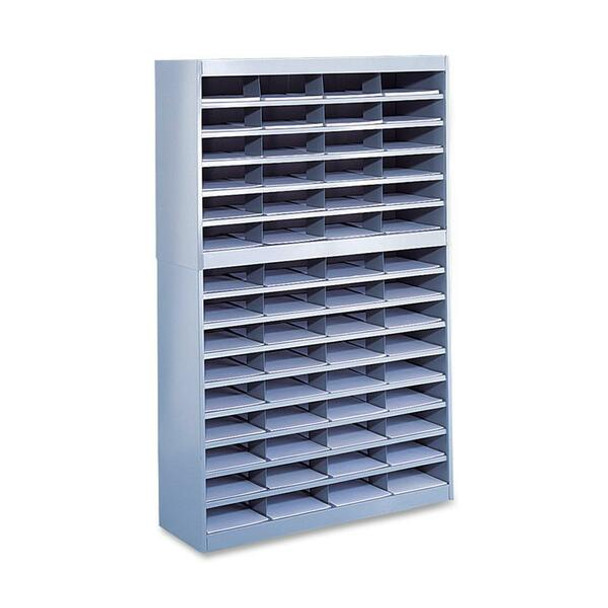 Safco E-Z Stor Steel Literature Organizers - 750 x Sheet - 60 Compartment(s) - Compartment Size 3" x 9" x 12.25" - 60" Height x 37.5" Width x 12.8" Depth - 50% Recycled - Enamel - Gray - Steel, Fiberboard - 1 Each