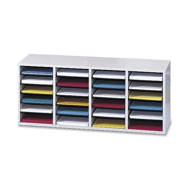 Safco Adjustable Shelves Literature Organizers - 24 Compartment(s) - Compartment Size 2.50" x 9" x 11.50" - 16.4" Height x 39.4" Width x 11.8" Depth - Gray - Wood - 1 Each
