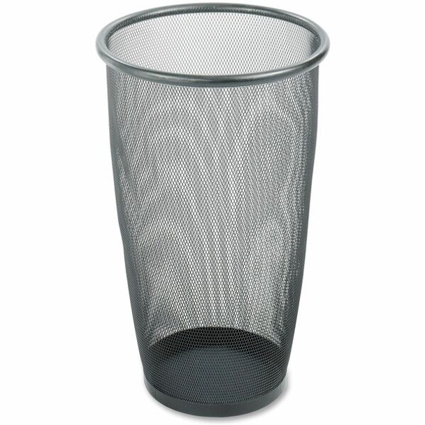 Safco Round Mesh Wastebaskets - 9 gal Capacity - Round - 13.50" Opening Diameter - 19.5" Height - Steel - Black - 1 Each