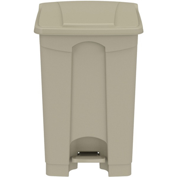 Safco Plastic Step-on Waste Receptacle - 12 gal Capacity - Foot Pedal, Lightweight, Easy to Clean - 23.8" Height x 15.8" Width x 16" Depth - Plastic - Tan - 1 Carton