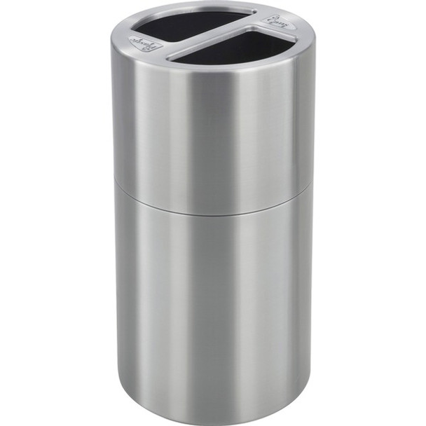 Safco Dual Recycling Receptacle - 30 gal Capacity - 32.5" Height x 17.5" Diameter - Aluminum - Stainless Steel - 1 Each