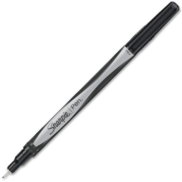 Sharpie Permanent Ink Pen - Fine Pen Point - Needle Pen Point Style - Black - Gray, Black Barrel - 4 / Pack