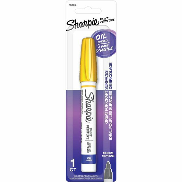 Sharpie Paint Marker - Regular Marker Point - Yellow Oil Based, Water Based Ink - 6 / Pack