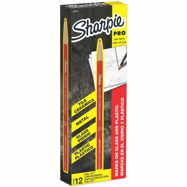 Sharpie Peel-Off China Marker - Red Lead - Red Barrel - 1 Dozen