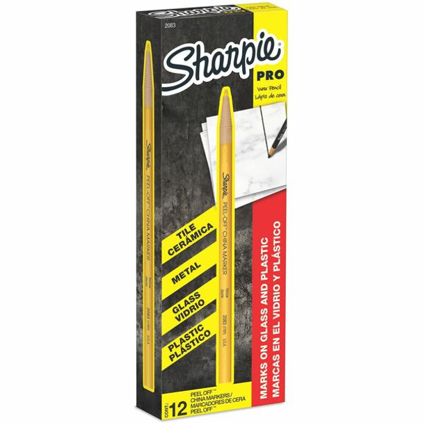 Sharpie Peel-Off China Marker - Yellow Lead - Yellow Barrel - 1 Dozen