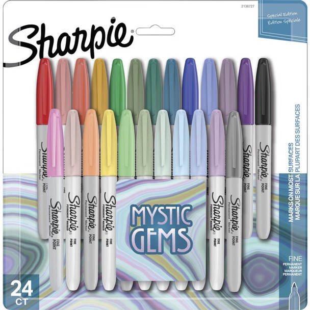 Sharpie Mystic Gems Permanent Markers - Fine Marker Point - Multi - 24 / Pack