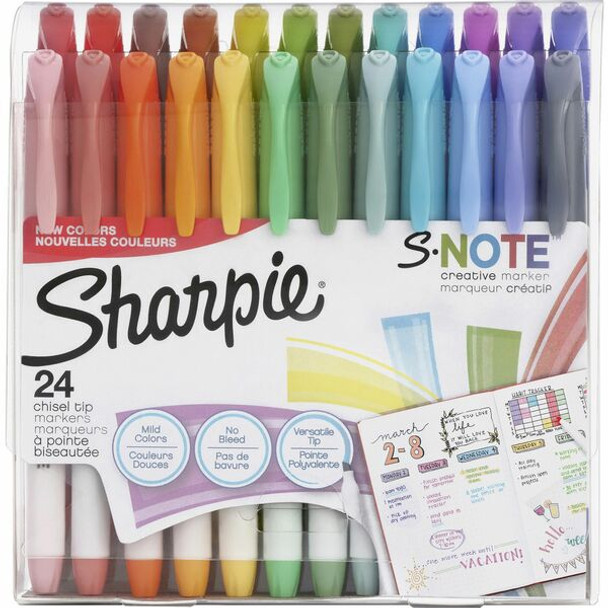 Sharpie S-Note Creative Markers, Chisel Tip - Chisel Marker Point Style - Assorted - 24