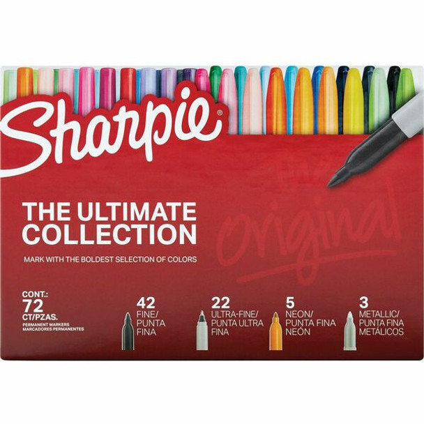 Sharpie Ultimate Permanent Marker - Fine Marker Point - Assorted - 72 / Box