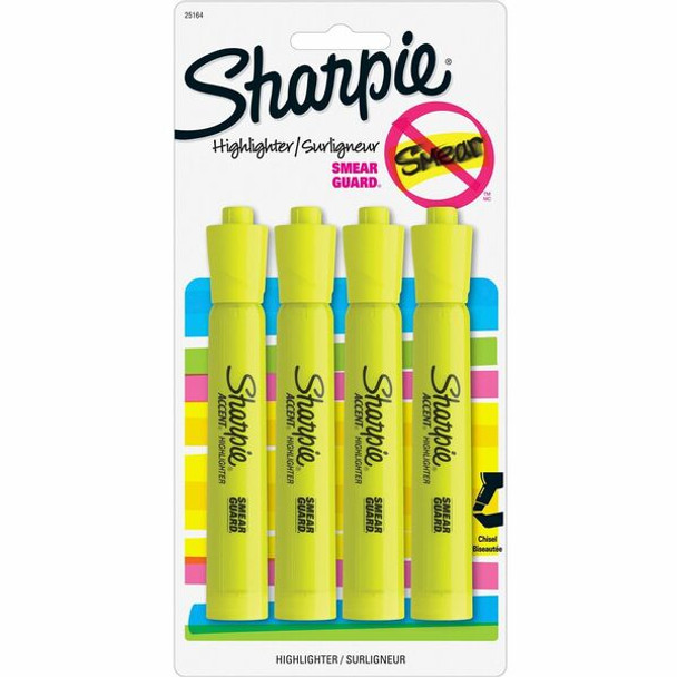 Sharpie Accent Highlighter - Tank - Chisel Marker Point Style - Fluorescent Yellow - 4 / Set