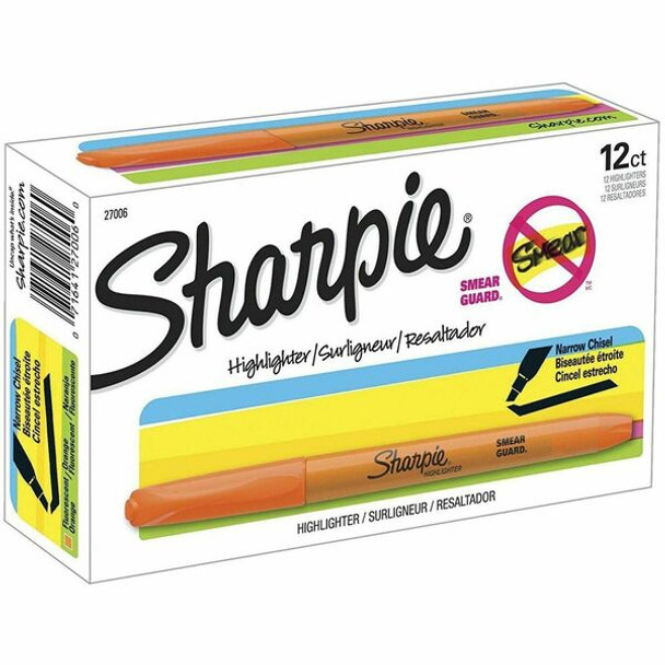 Sharpie Highlighter - Pocket - Chisel Marker Point Style - Fluorescent Orange - 1 Dozen