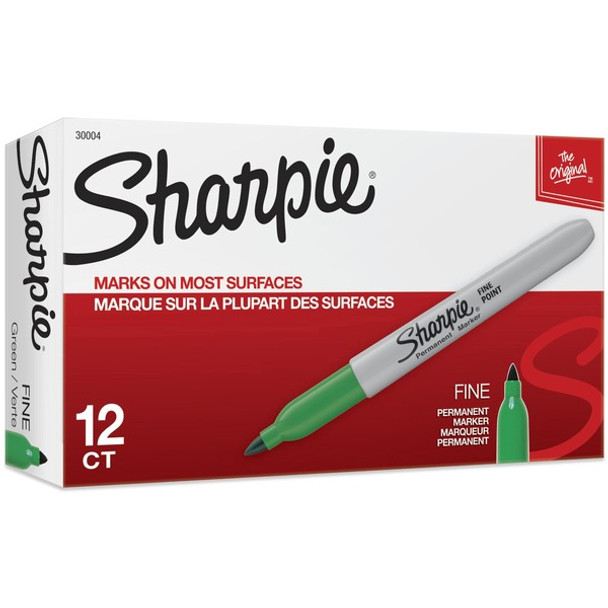 Sharpie Fine Point Permanent Marker - Fine Marker Point - 1 mm Marker Point Size - Green - 1 / Box
