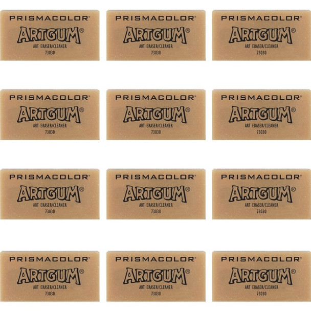 Prismacolor Art Gum Eraser - Beige - 2" Width x 1" Height x - 6" Length - 1 Dozen - Non-toxic