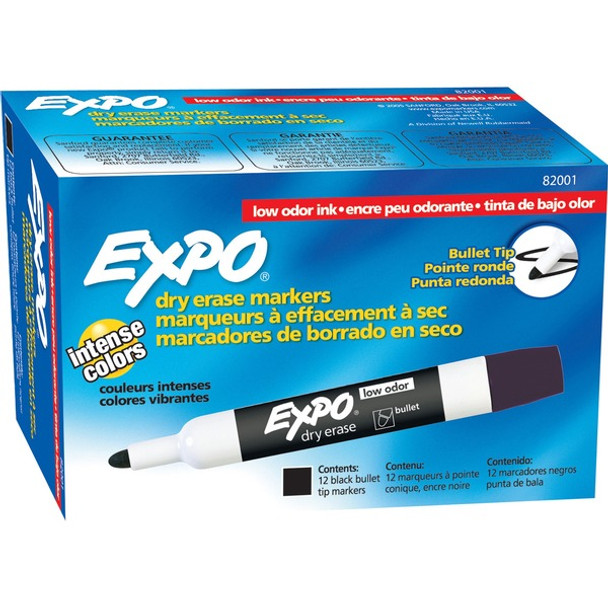 Expo Bold Color Dry-erase Markers - Bullet Marker Point Style - Black - 1 Dozen