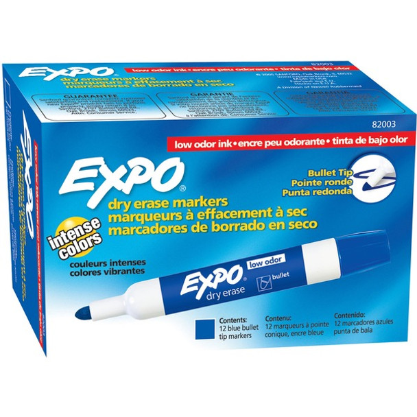 Expo Bold Color Dry-erase Markers - Bullet Marker Point Style - Blue - 1 Dozen