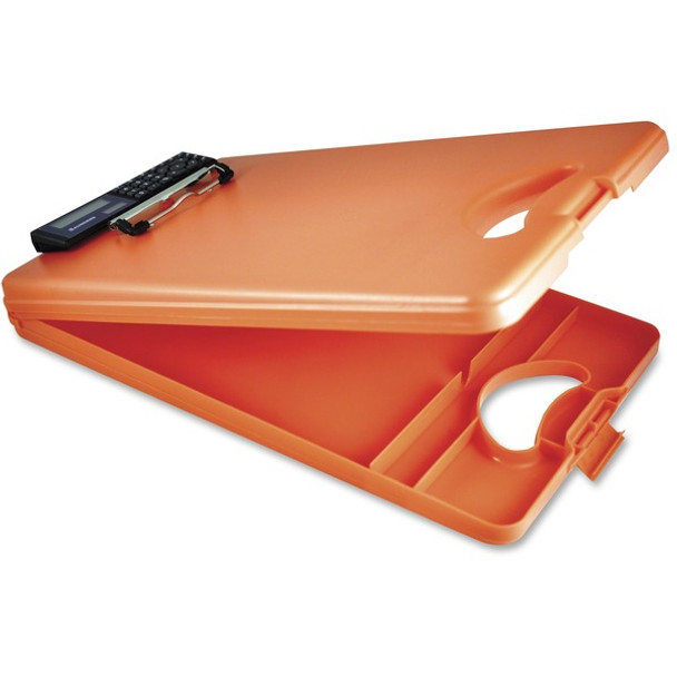 Saunders DeskMate II 00543 Portable Storage Clipboard - 0.50" Clip Capacity - Storage for Stationary - Bottom Opening - 10" x 16" - Polypropylene - Tangerine - 1 Each