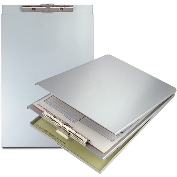 Saunders Top-Opening Storage Clipboard - 1.50" Clip Capacity - Top Opening - 8 1/2" x 12" - Aluminum - Silver - 1 Each