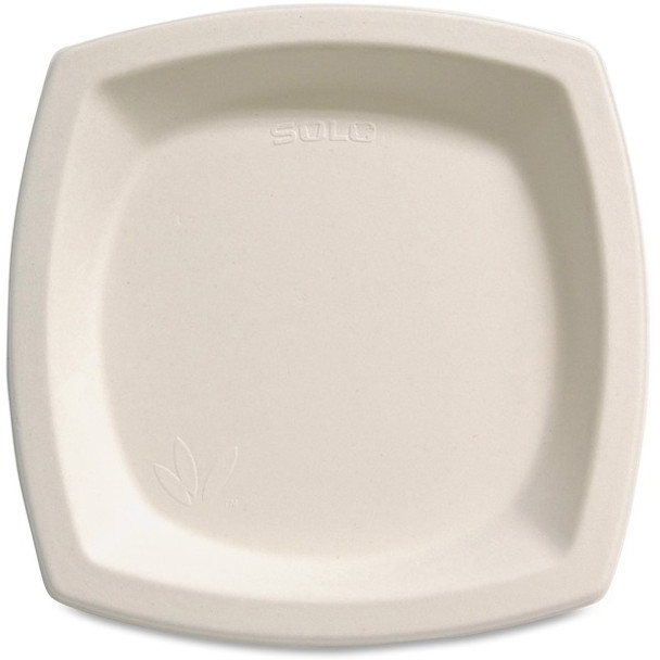 Solo Bare 6-7/10" Eco-Forward Square Plates - Bare - Microwave Safe - Ivory - Bagasse Body - 125 / Pack