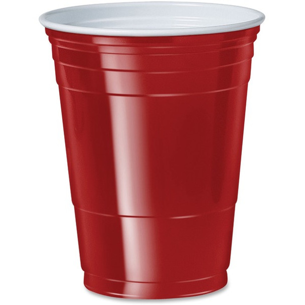 Solo 16 oz Plastic Cold Party Cups - 50 / Pack - Red - Plastic, Polystyrene - Cold Drink, Party