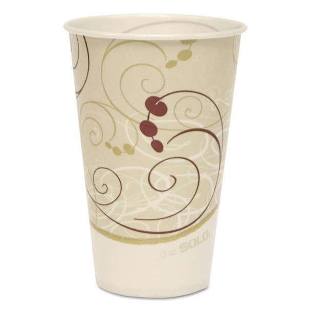 Symphony Treated-Paper Cold Cups, ProPlanet Seal, 12 oz, White/Beige/Red, 100/Bag, 20 Bags/Carton
