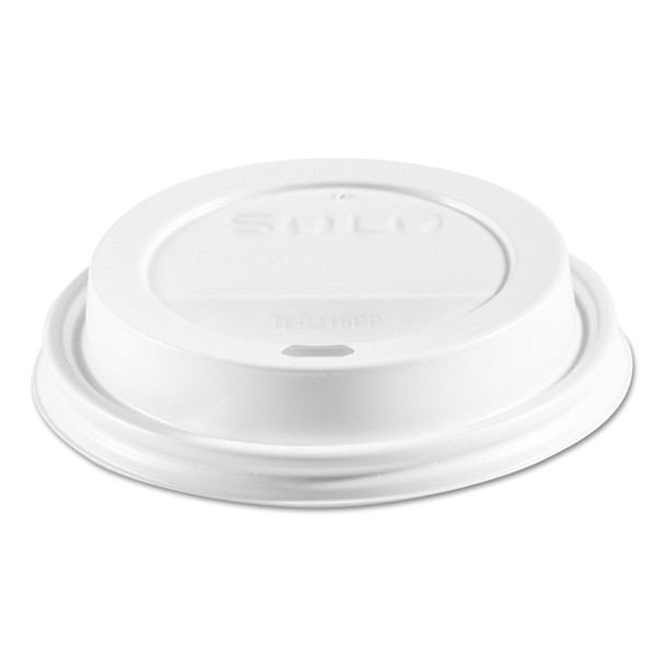 Traveler Cappuccino Style Dome Lid, Polypropylene, Fits 10 oz to 24 oz Hot Cups, White, 1,000/Carton