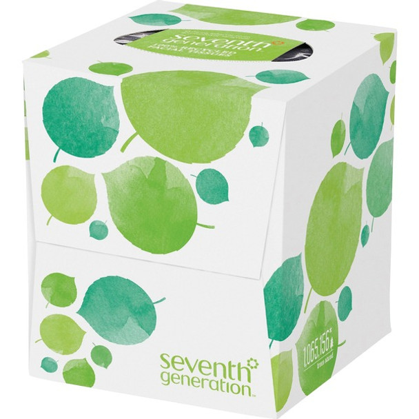 Seventh Generation 100% Recycled Facial Tissues - 2 Ply - White - Paper - Hypoallergenic, Non-chlorine Bleached, Dye-free, Fragrance-free, Absorbent - For Home, School, Office - 85 / Box