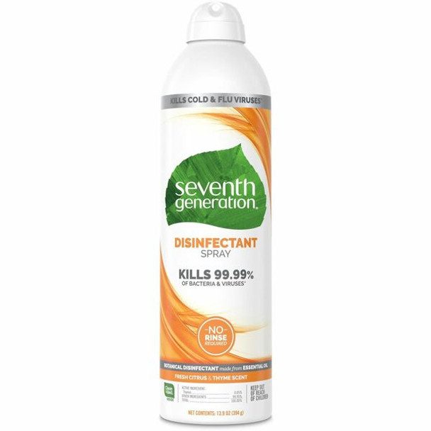 Seventh Generation Disinfectant Cleaner - For Day Care - 13.9 fl oz (0.4 quart) - Fresh Citrus & Thyme Scent - 1 Each - Clear