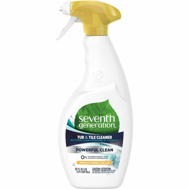 Seventh Generation Natural Tub and Tile Cleaner - Concentrate - 26 fl oz (0.8 quart) - Emerald Cypress & Fir Scent - 1 Each - White, Multi