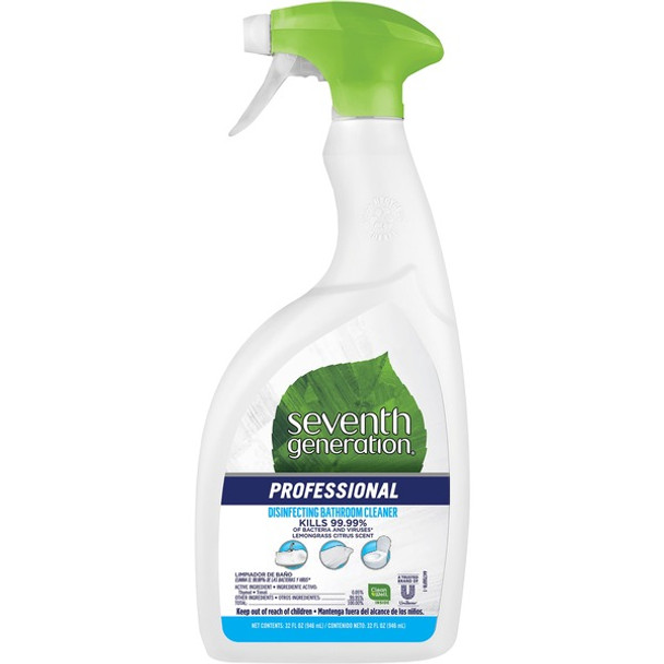 Seventh Generation Professional Disinfecting Bath Spray - 32 fl oz (1 quart) - Lemon Citrus ScentSpray Bottle - 1 Each - White
