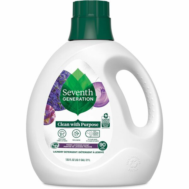 Seventh Generation Lavender Natural Laundry Detergent - Ready-To-Use - 135 fl oz (4.2 quart) - Lavender Scent - 1 Each - White, Green, Purple