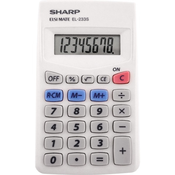 Sharp Calculators EL-240SAB 8-Digit Handheld Calculator - 3-Key Memory, Sign Change, Auto Power Off - 8 Digits - LCD - Battery/Solar Powered - 1 - LR1130 - 0.7" x 2.8" x 4.6" - Gray, Blue - 1 Each