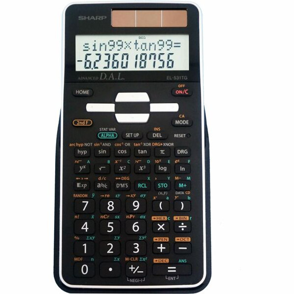 Sharp Scientific Calculator with 2-line Display - 273 Functions - Durable, 3-D Light Reflecting Cover - 2 Line(s) - 12 Digits - LCD - Battery/Solar Powered - Battery Included - 6.4" x 3.4" x 0.6" - Black - 1 Each