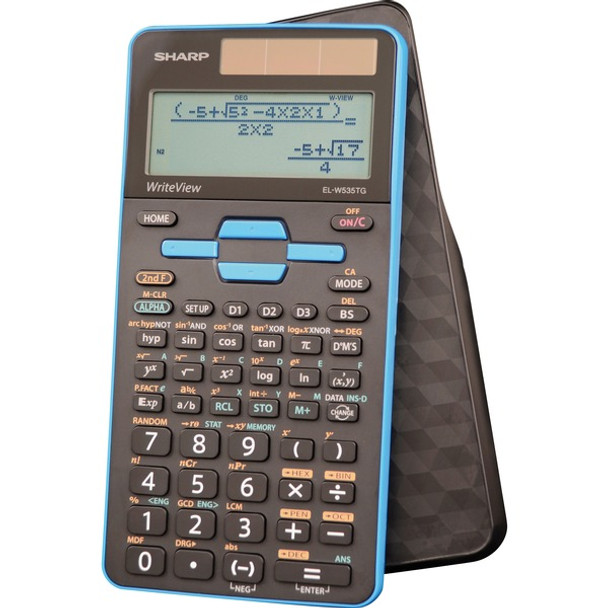 Sharp Calculators EL-W535TGBBL Scientific Calculator - 422 Functions - Single Independent Memory - 4 Line(s) - 16 Digits - LCD - Battery/Solar Powered - 6.4" x 3.1" x 0.6" x 6.4" - Black, Blue - 1 Each