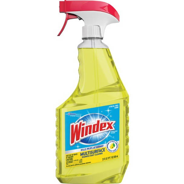 Windex&reg; MultiSurface Disinfectant Spray - Ready-To-Use - 23 fl oz (0.7 quart) - Fresh Citrus ScentBottle - 8 / Carton - Yellow
