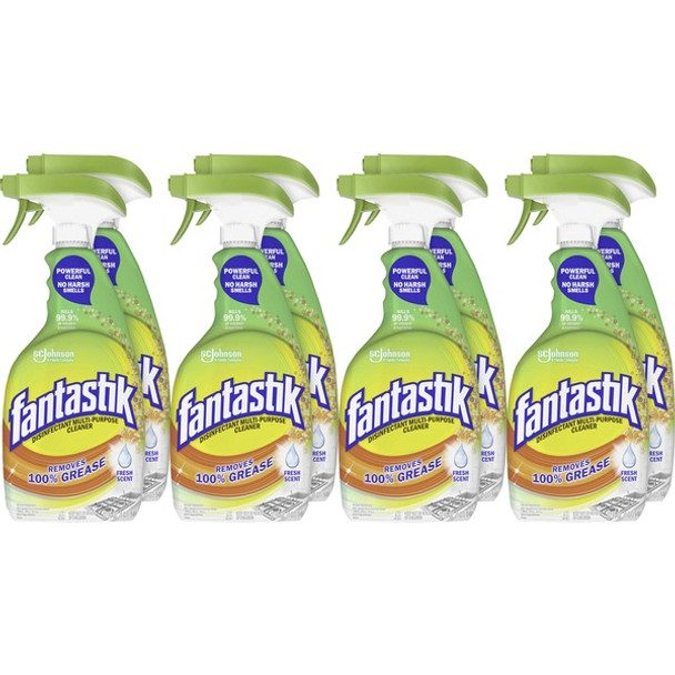 fantastik&reg; All-Purpose Disinfectant Spray - 32 fl oz (1 quart) - Fresh Scent - 8 / Carton - Green