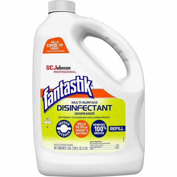 fantastik&reg; Disinfectant Degreaser - 128 fl oz (4 quart) - Fresh Scent - 1 Each - White