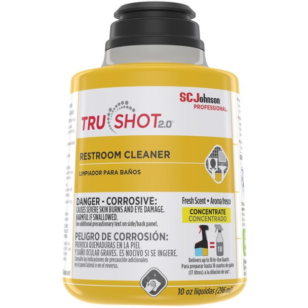 SC Johnson TruShot 2.0 Restroom Cleaner - Concentrate - 10 fl oz (0.3 quart) - Clean Fresh ScentCartridge - 4 / Carton - Clear