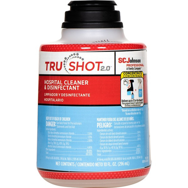TruShot 2.0 Hospital Disinfectant - Concentrate - 10 fl oz (0.3 quart)Cartridge - 4 / Carton - Red