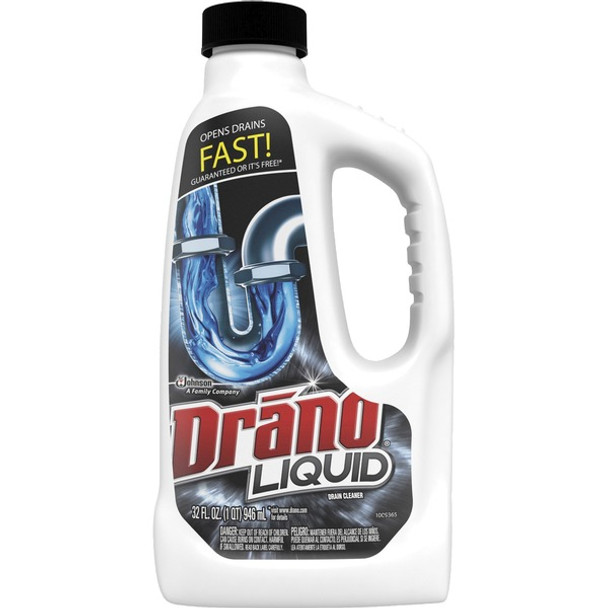 Drano Liquid Clog Remover - 32 fl oz (1 quart) - 12 / Carton - White