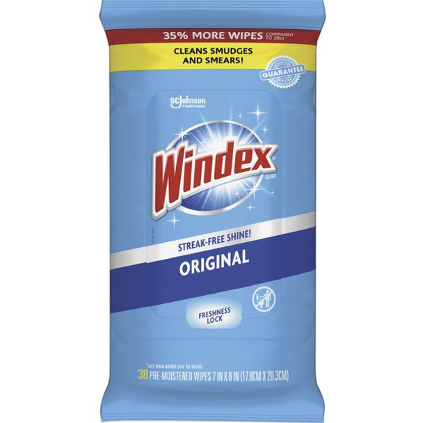 Windex&reg; Glass & Surface Wipes - Ready-To-Use - 38 / Pack