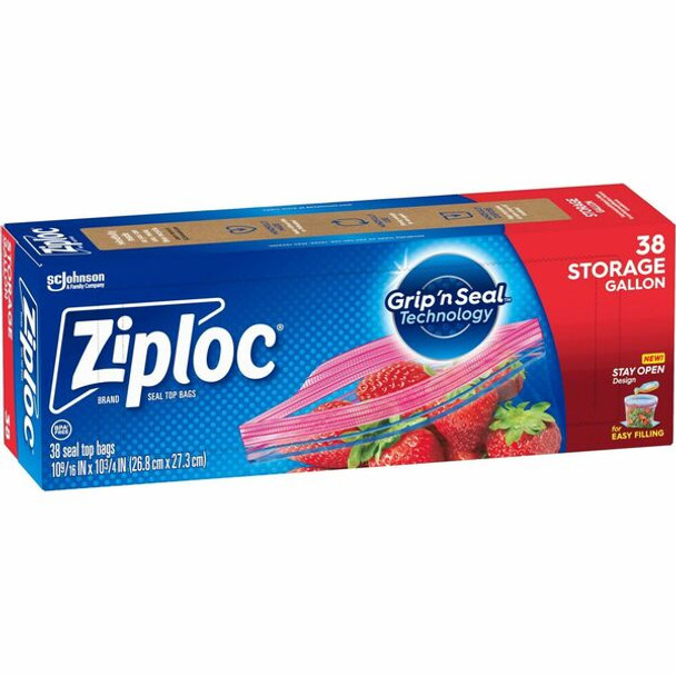 Ziploc&reg; Stand-Up Storage Bags - 1 gal Capacity - Blue - 38/Box - Kitchen, Storage