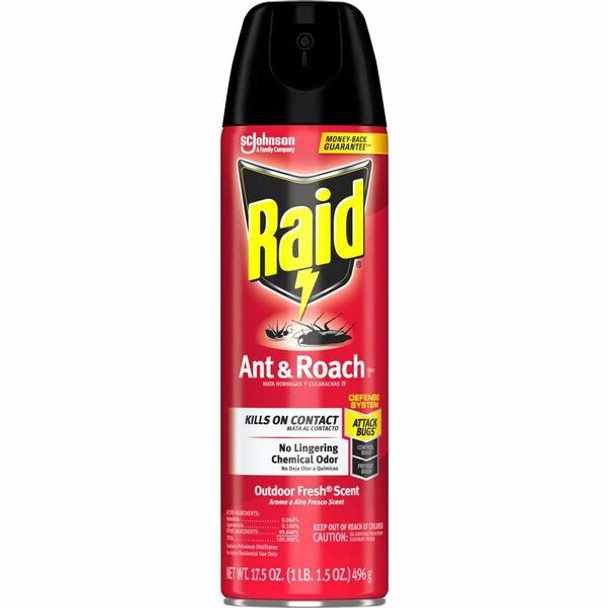 Raid Ant & Roach Killer Spray - Spray - Kills Cockroaches, Ants, Silverfish, Water Bugs, Palmetto Bug, Carpet Beetle, Earwig, Spider, Lady Beetle, Black Widow Spider, Crickets, ... - 1.09 lb - Clear - 1 Each