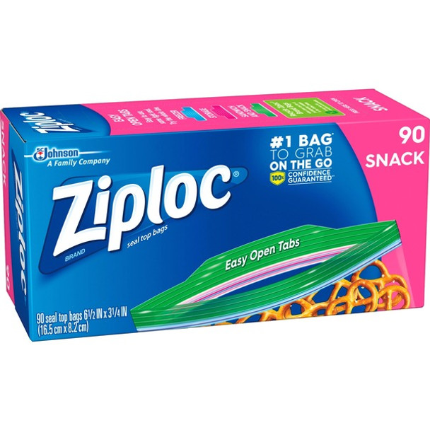 Ziploc&reg; Snack Size Storage Bags - 6.50" Width x 3.25" Length - Zipper Closure - Clear - 12/Carton - 90 Per Box - Food, Supplies